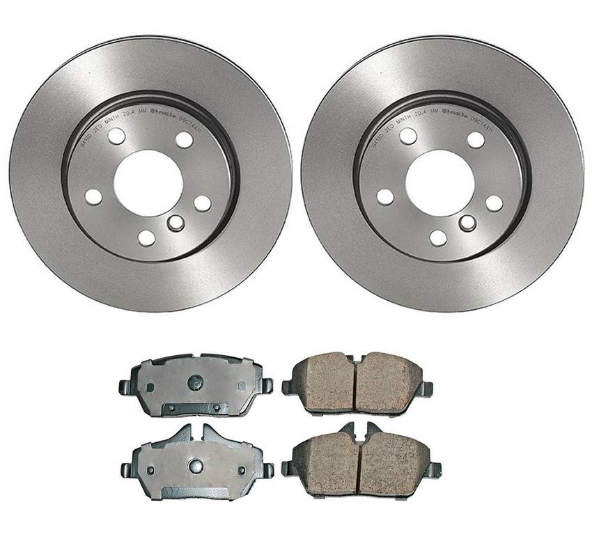 Mini Disc Brake Pad and Rotor Kit - Front (280mm) (Ceramic) (EURO) 34116866295 - Akebono Euro Ultra-Premium 4116045KIT